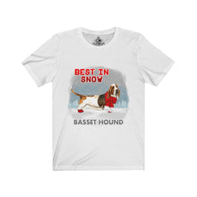 Load image into Gallery viewer, Basset Hound Best In Snow Unisex Jersey Short Sleeve Tee