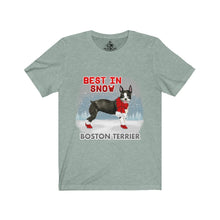 Load image into Gallery viewer, Boston Terrier Best In Snow Unisex Jersey Short Sleeve Tee