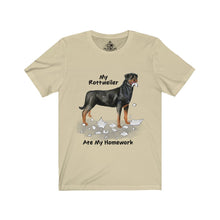 Load image into Gallery viewer, My Rottweiler Ate My Homework Unisex Jersey Short Sleeve Tee