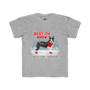 Boston Terrier Best In Snow Kids Regular Fit Tee