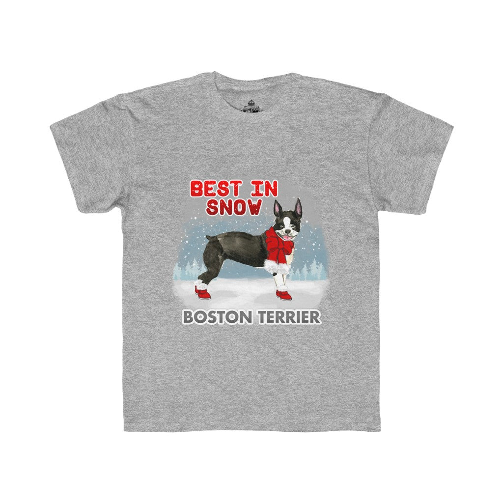 Boston Terrier Best In Snow Kids Regular Fit Tee