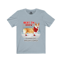 Load image into Gallery viewer, Pembroke Welsh Corgi Best In Snow Unisex Jersey Short Sleeve Tee
