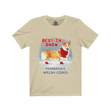 Load image into Gallery viewer, Pembroke Welsh Corgi Best In Snow Unisex Jersey Short Sleeve Tee