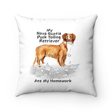 Load image into Gallery viewer, My Nova Scotia Duck Tolling Retriever Ate My Homework Square Pillow