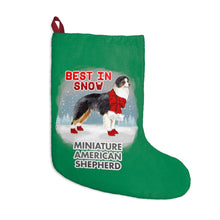 Load image into Gallery viewer, Miniature American Shepherd Best In Snow Christmas Stockings