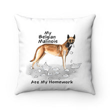Load image into Gallery viewer, My Belgian Malinois Ate My Homework Square Pillow