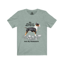 Load image into Gallery viewer, My Miniature Bull Terrier Ate My Homework Unisex Jersey Short Sleeve Tee