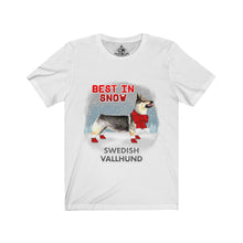 Load image into Gallery viewer, Swedish Vallhund Best In Snow Unisex Jersey Short Sleeve Tee