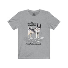Load image into Gallery viewer, My Norwegian Elkhound Ate My Homework Unisex Jersey Short Sleeve Tee