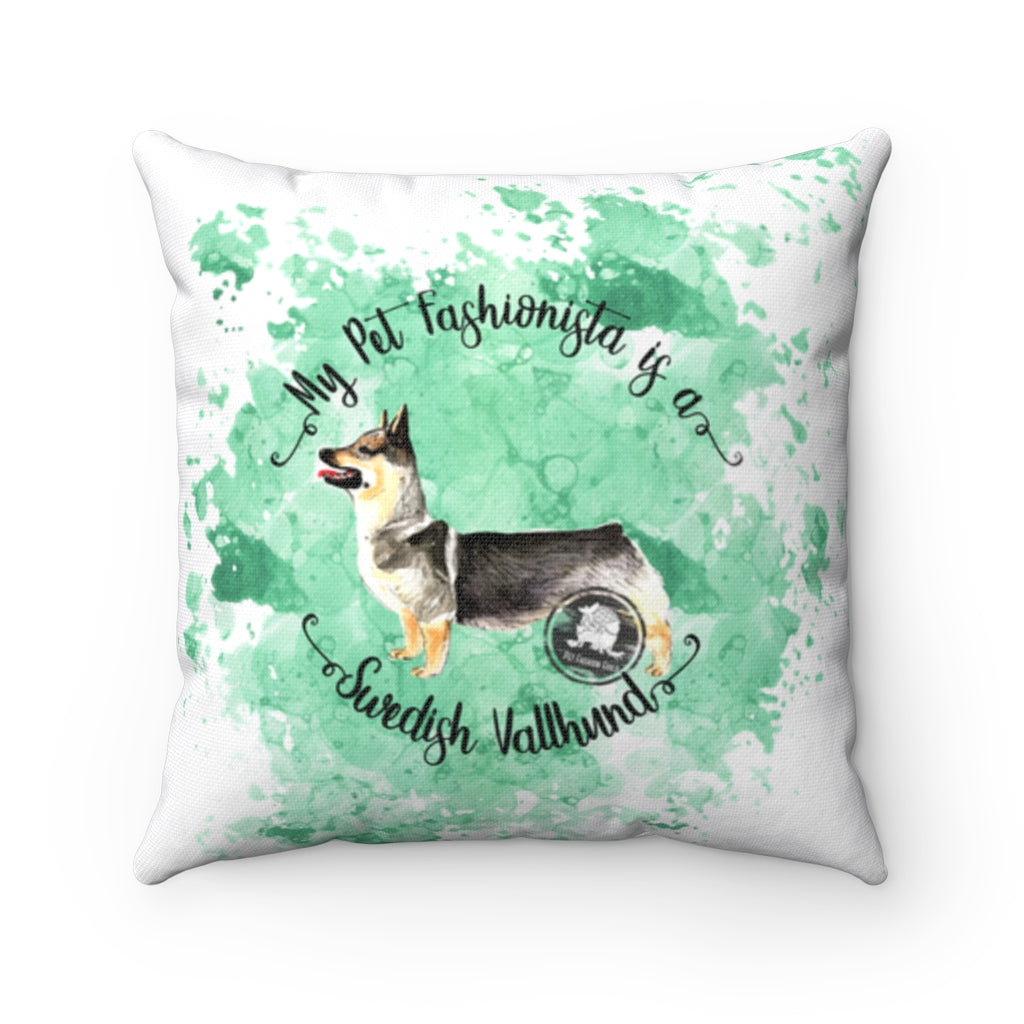 Swedish Vallhund Pet Fashionista Square Pillow