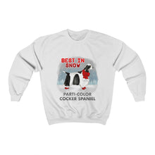 Load image into Gallery viewer, Parti-Color Cocker Spaniel Best In Snow Heavy Blend™ Crewneck Sweatshirt
