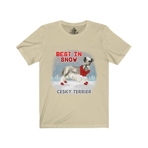 Cesky Terrier Best In Snow Unisex Jersey Short Sleeve Tee