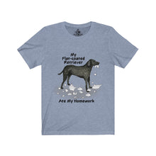 Load image into Gallery viewer, My Flat Coated Retriever Ate My Homework Unisex Jersey Short Sleeve Tee