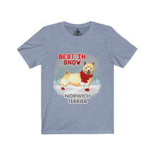 Load image into Gallery viewer, Norwich Terrier Best In Snow Unisex Jersey Short Sleeve Tee