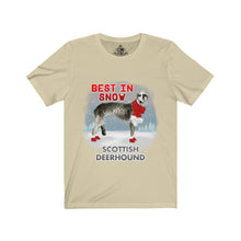 Load image into Gallery viewer, Scottish Deerhound Best In Snow Unisex Jersey Short Sleeve Tee