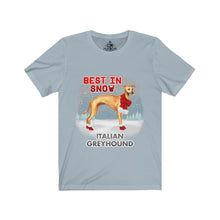 Load image into Gallery viewer, Italian Greyhound Best In Snow Unisex Jersey Short Sleeve Tee
