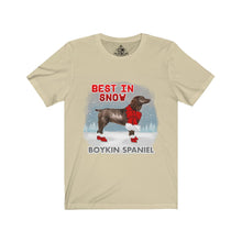 Load image into Gallery viewer, Boykin Spaniel Best In Snow Unisex Jersey Short Sleeve Tee