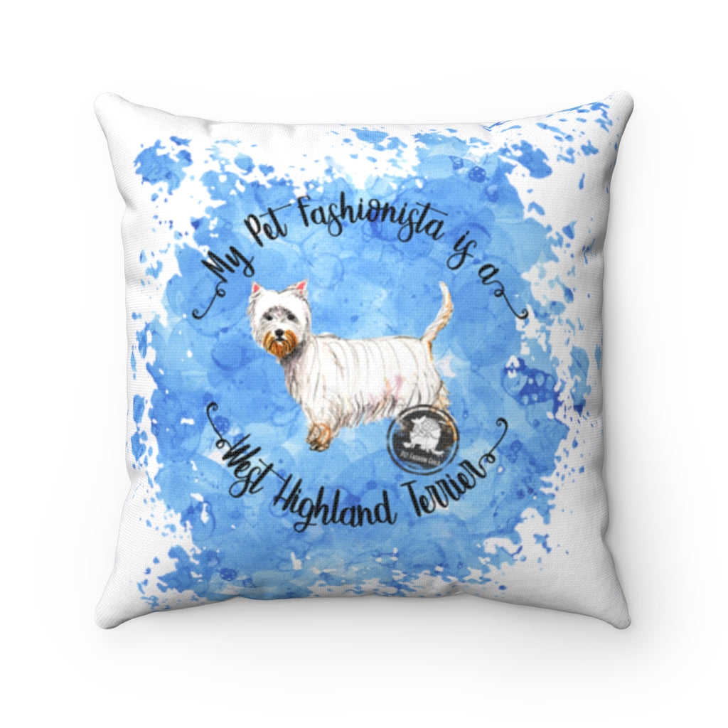 West Highland White Terrier Pet Fashionista Square Pillow