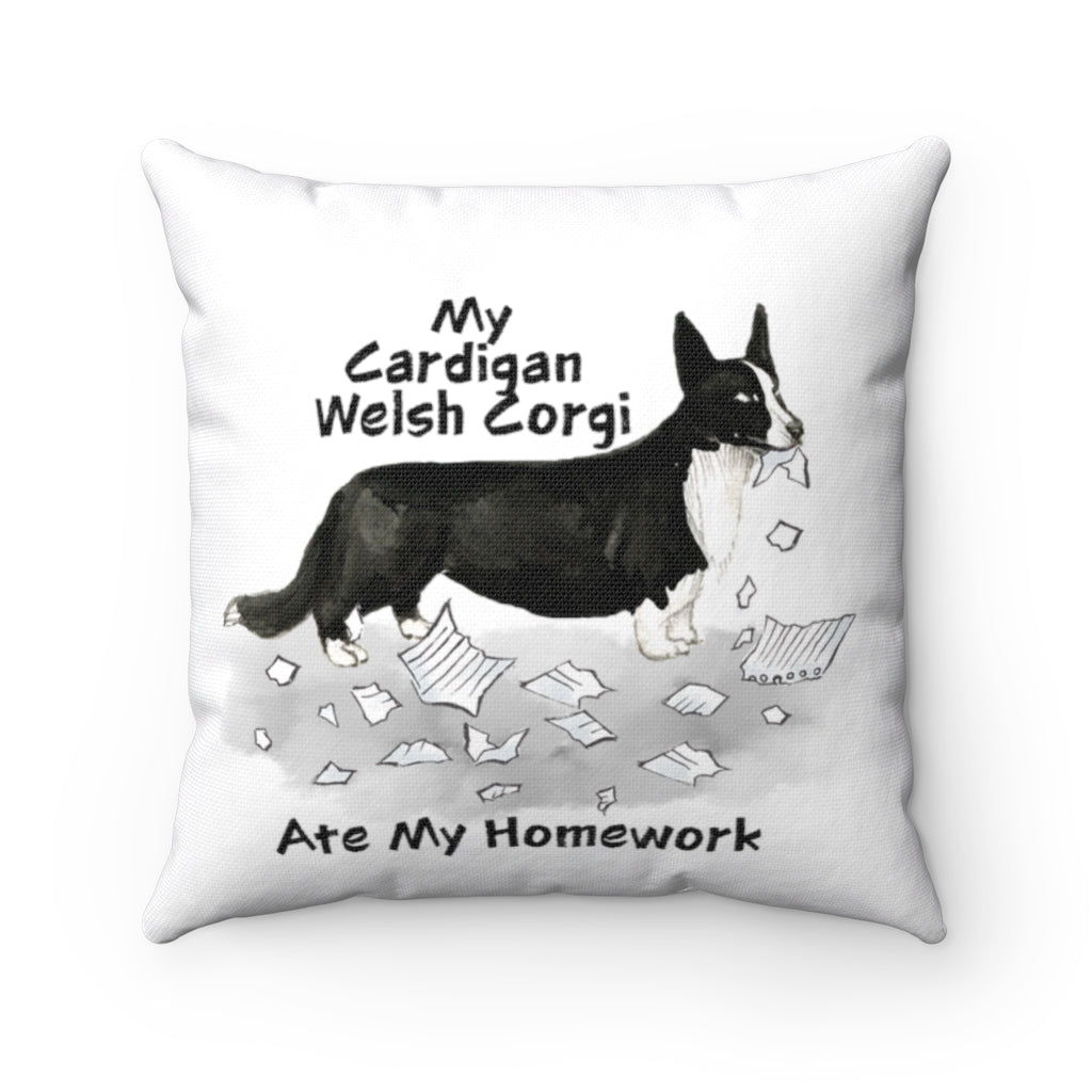 My Cardigan Welsh Corgi Ate My Homework Square Pillow