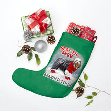 Load image into Gallery viewer, Bearded Collie Best In Snow Christmas Stockings