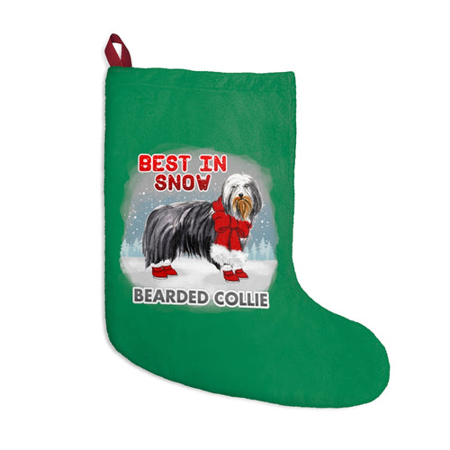 Bearded Collie Best In Snow Christmas Stockings