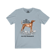 Load image into Gallery viewer, My Redbone Coonhound Ate My Homework Unisex Jersey Short Sleeve Tee