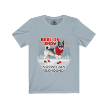 Load image into Gallery viewer, Norwegian Elkhound Best In Snow Unisex Jersey Short Sleeve Tee