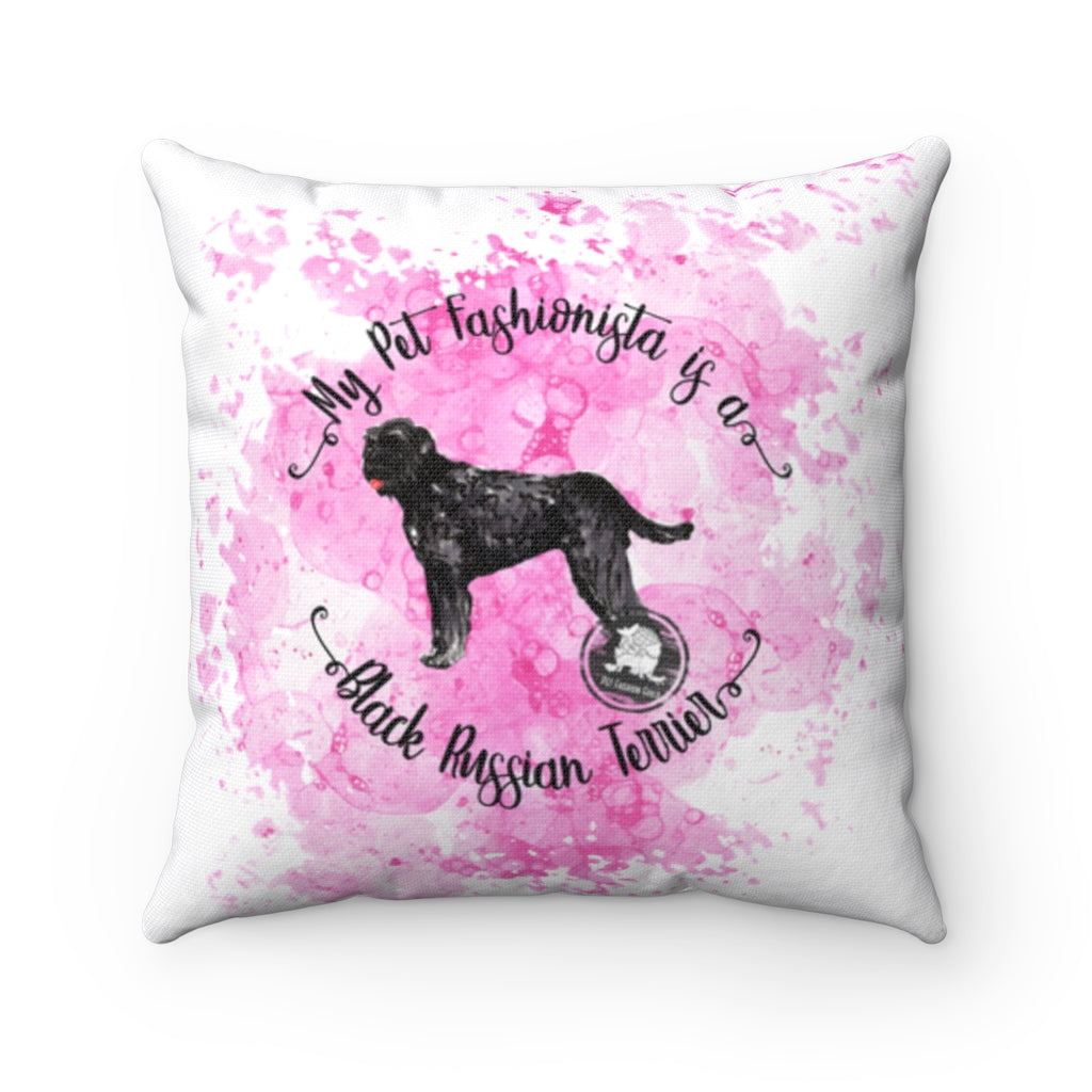 Black Russian Terrier Pet Fashionista Square Pillow