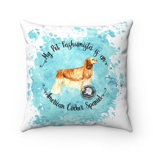 American Cocker Spaniel Pet Fashionista Square Pillow
