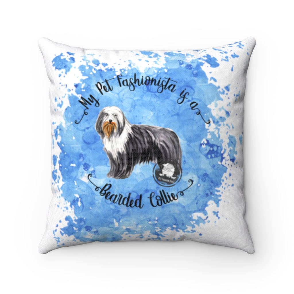 Bearded Collie Pet Fashionista Square Pillow