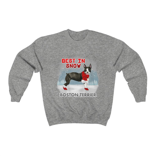 Boston Terrier Best In Snow Heavy Blend™ Crewneck Sweatshirt