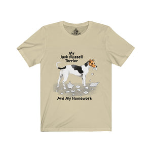 My Jack Russell Terrier Ate My Homework Unisex Jersey Short Sleeve Tee