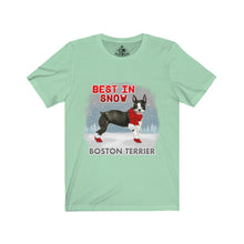 Load image into Gallery viewer, Boston Terrier Best In Snow Unisex Jersey Short Sleeve Tee