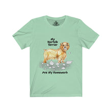 Load image into Gallery viewer, My Norfolk Terrier Ate My Homework Unisex Jersey Short Sleeve Tee