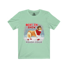 Load image into Gallery viewer, Rough Collie Best In Snow Unisex Jersey Short Sleeve Tee