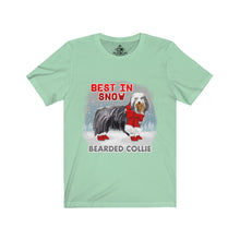 Load image into Gallery viewer, Bearded Collie Best In Snow Unisex Jersey Short Sleeve Tee