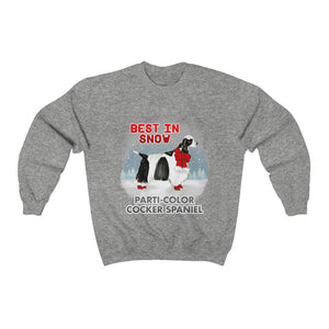Parti-Color Cocker Spaniel Best In Snow Heavy Blend™ Crewneck Sweatshirt