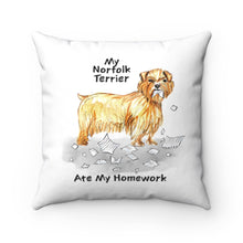 Load image into Gallery viewer, My Norfolk Terrier Ate My Homework Square Pillow