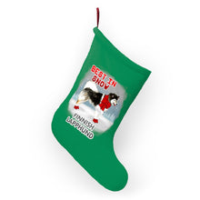 Load image into Gallery viewer, Finnish Lapphund Best In Snow Christmas Stockings