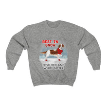 Load image into Gallery viewer, Irish Red and White Setter In Snow Heavy Blend™ Crewneck Sweatshirt