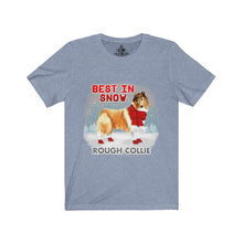 Load image into Gallery viewer, Rough Collie Best In Snow Unisex Jersey Short Sleeve Tee