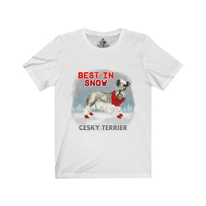 Cesky Terrier Best In Snow Unisex Jersey Short Sleeve Tee