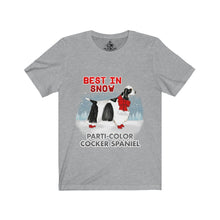 Load image into Gallery viewer, Parti-Color Cocker Spaniel Best In Snow Unisex Jersey Short Sleeve Tee