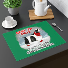 Load image into Gallery viewer, Parti-Color Cocker Spaniel Best In Snow Placemat
