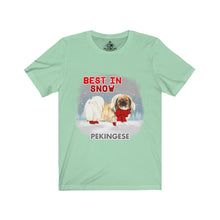 Load image into Gallery viewer, Pekingese Best In Snow Unisex Jersey Short Sleeve Tee