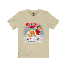 Load image into Gallery viewer, Rough Collie Best In Snow Unisex Jersey Short Sleeve Tee