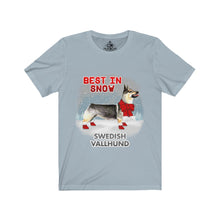 Load image into Gallery viewer, Swedish Vallhund Best In Snow Unisex Jersey Short Sleeve Tee
