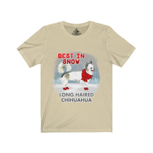 Load image into Gallery viewer, Long Haired Chihuahua Best In Snow Unisex Jersey Short Sleeve Tee