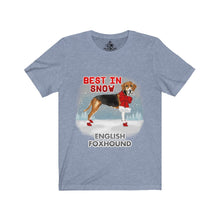 Load image into Gallery viewer, English Foxhound Best In Snow Unisex Jersey Short Sleeve Tee