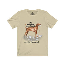 Load image into Gallery viewer, My Redbone Coonhound Ate My Homework Unisex Jersey Short Sleeve Tee